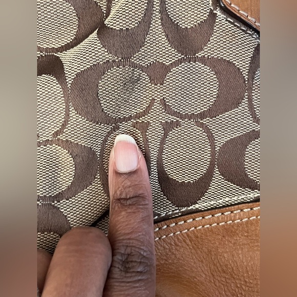 COACH Large Leather Hampton Signature Jacquard Clip Hobo Shoulderbag Brown - EUC - Picture 5 of 16